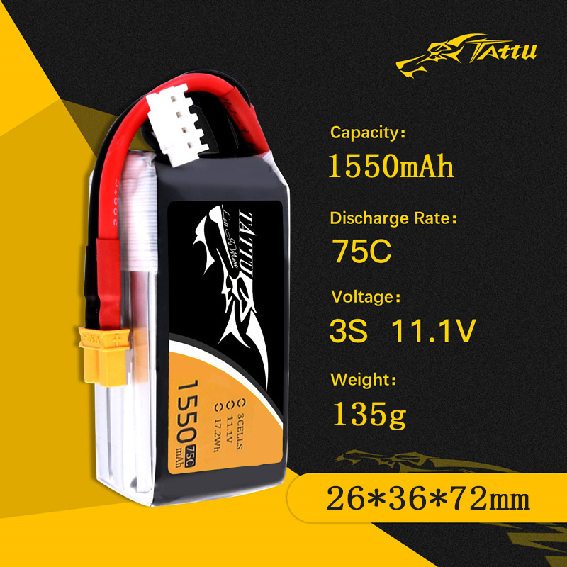 Tattu 3S 11.1V 1550Mah 75c Lip - Drone Battery Connector recensie en prijs